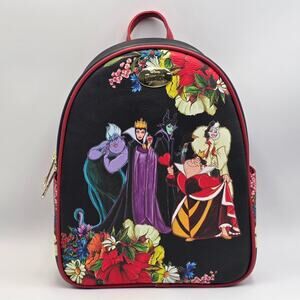 Disney Villains Group Portrait Floral Mini Backpack New